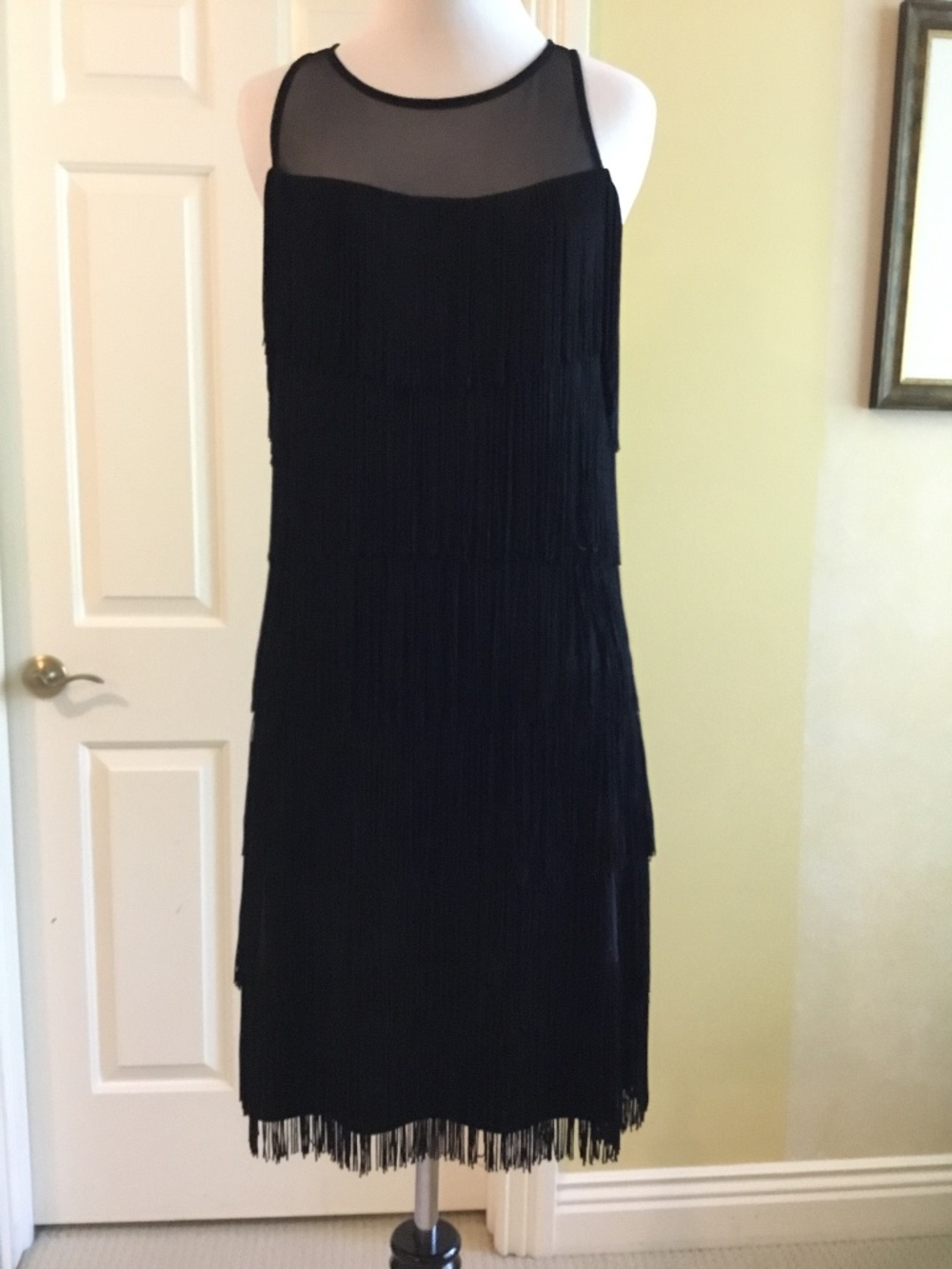 White House Black Market Black Fringe Cocktail Dress